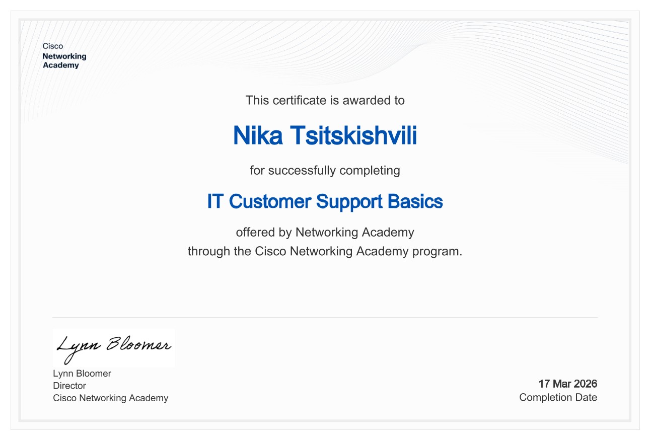 Certificate: IT Support