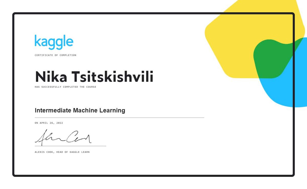 Certificate: Machine Learning